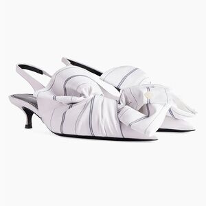 Balenciaga Knife Chemise Shirt Cuff Twisted 40MM Slingback Pumps Stripe White